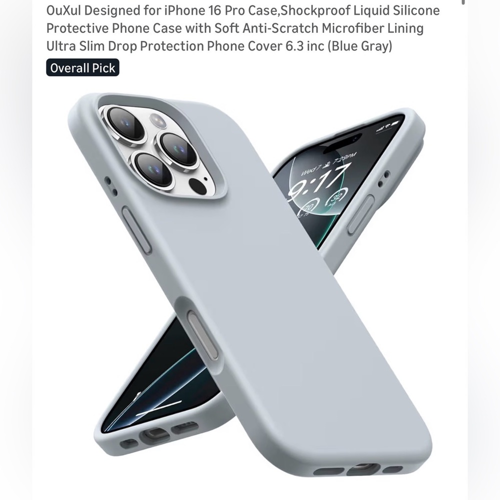 Shockproof Liquid Silicone iPhone 16 Pro Case - Light Gray